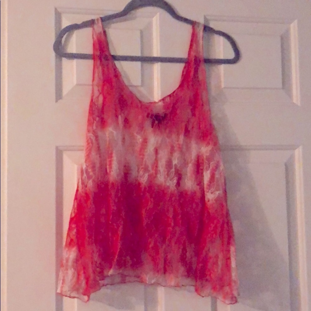 Bozzolo red white lace tie dye tank top
